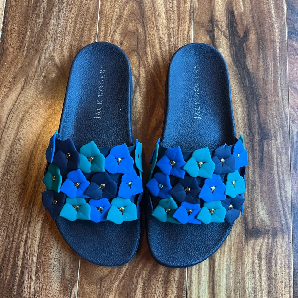 Jack Rogers Flower Pool Slides- Size 9